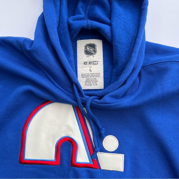 NHL Quebec Nordiques Deep Blue CCM Pullover Hoodie Men’s Large - Picture 4 of 12
